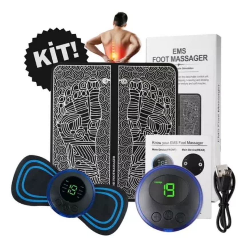 KIT MASSAGEM - Tapete e Massageador Elétrico - Dor nos Pés e Musculares