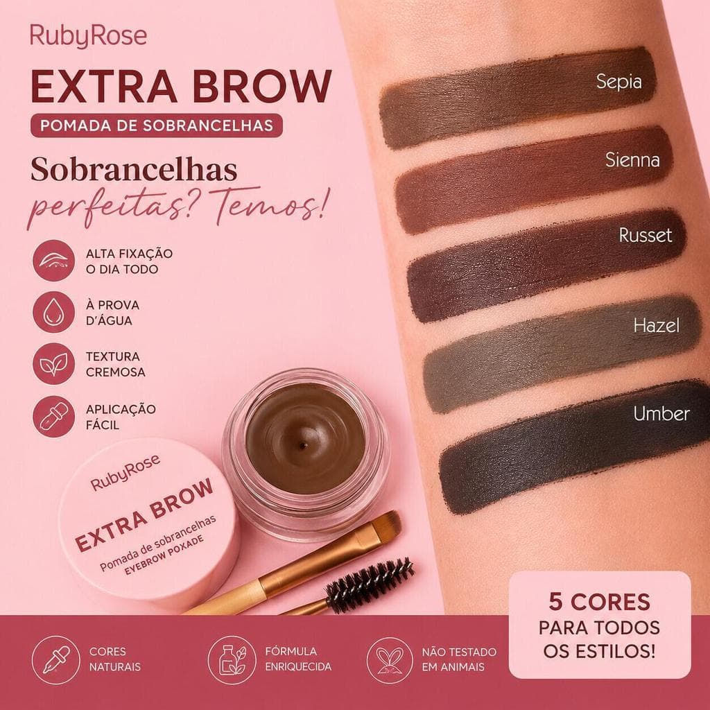 Pomada para Sobrancelhas Ruby Rose HB-E2502 Textura Cremosa Fácil de Aplicar e Longa Fixação