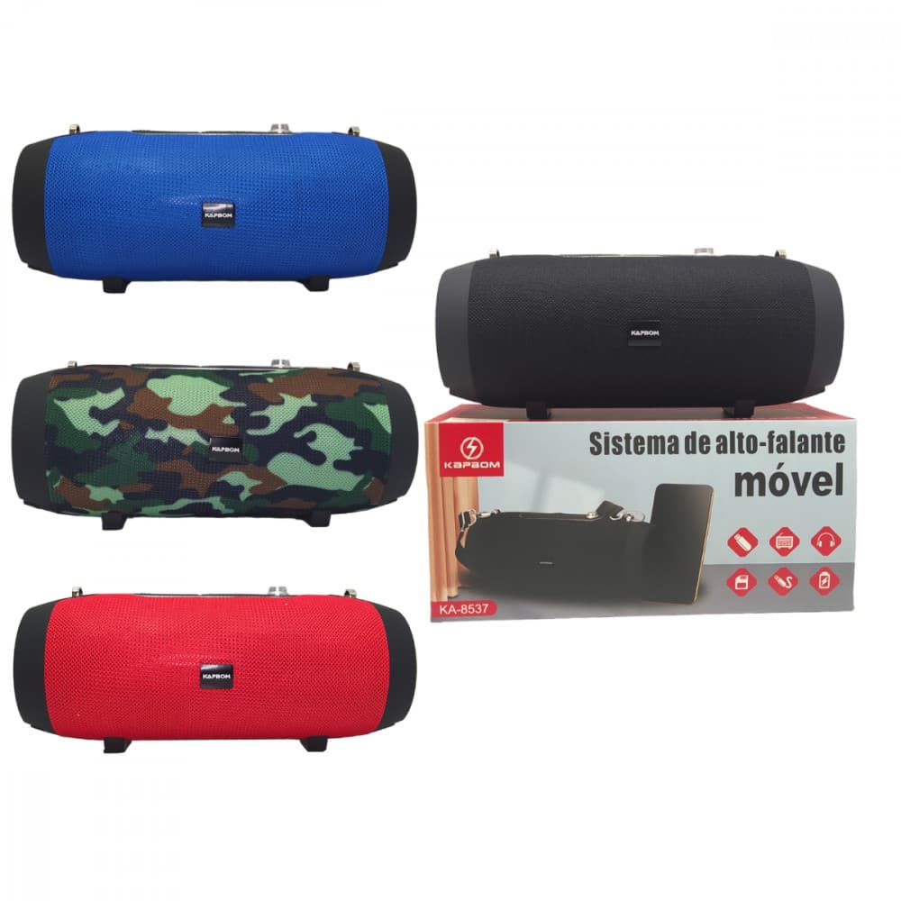 Caixinha Caixa De Som Revestida Com Tecido Portátil Leve Bluetooth 5W Bivolt Com Alça Kapbom KA-8537
