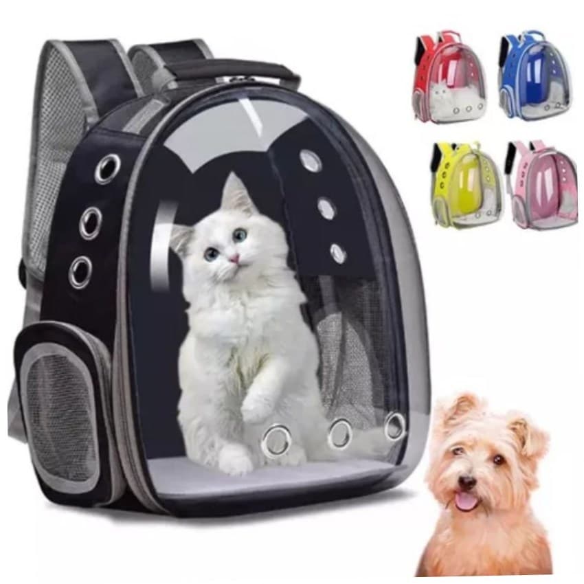 Mochila Pet Transporte Cães Gatos Visão Ampla Entrada de Ar