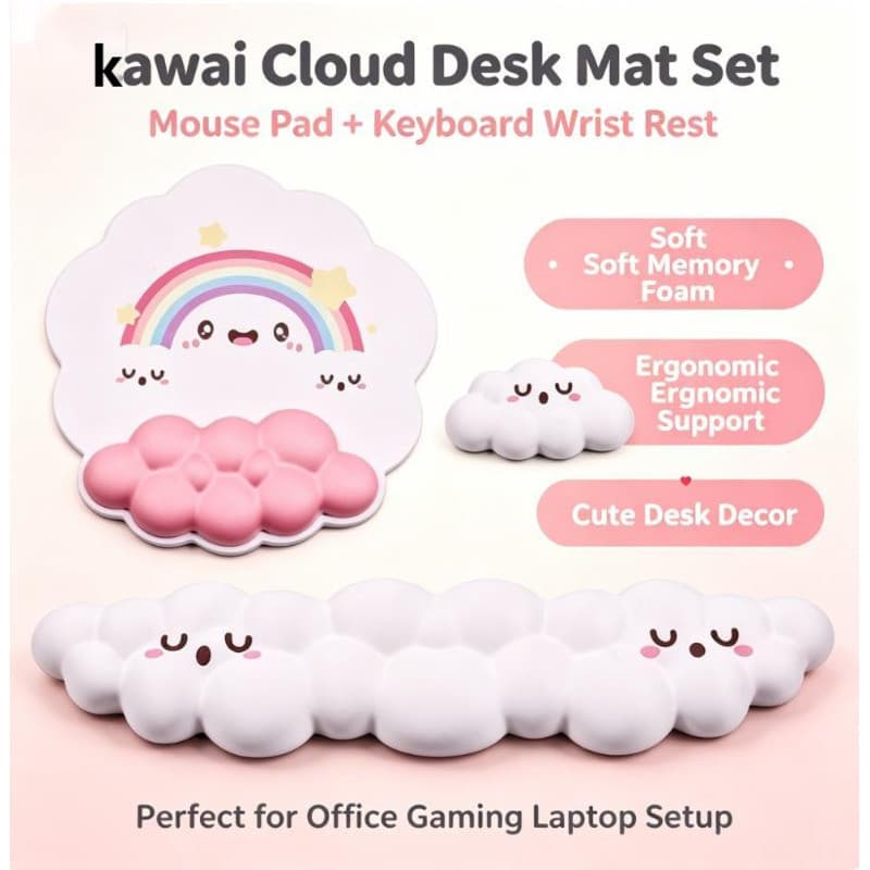 Nuvem Mouse Pad De Pulso Teclado 3d Descanso Proteção Para As Mãos Almofada Macia Silicone Jogos Computador De Escritóri