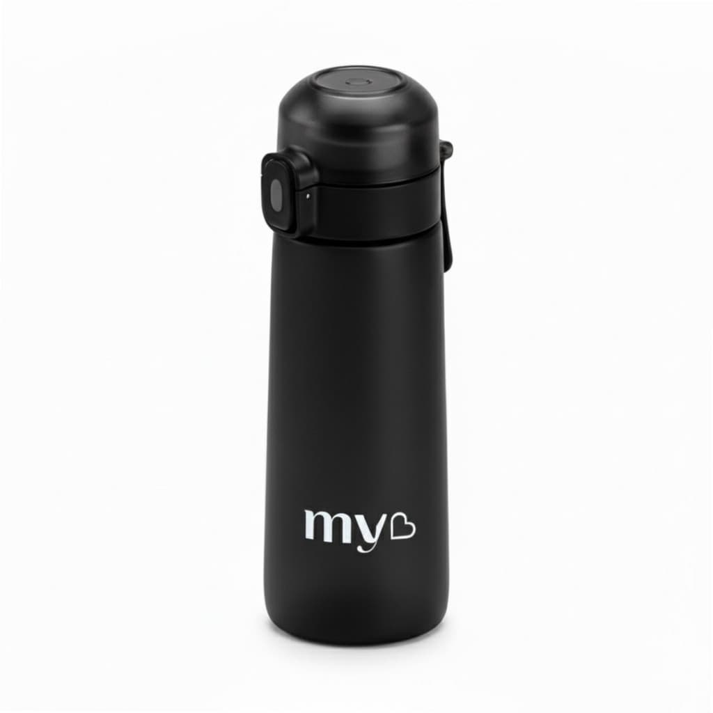 Garrafa Sense MyBest 600ml Preta com Tampa e Alça Portátil – Garrafa para Água, Academia, Trabalho e Dia a Dia