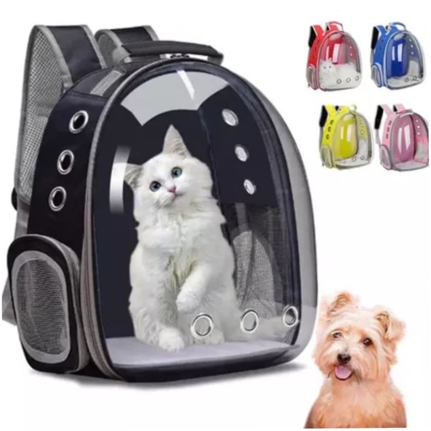Mochila Pet Transporte para Cães e Gatos Visão Ampla com Entrada de Ar