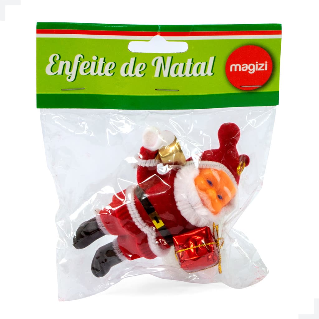 Enfeite de Natal Papai Noel Veludo Vermelho 12,5cm