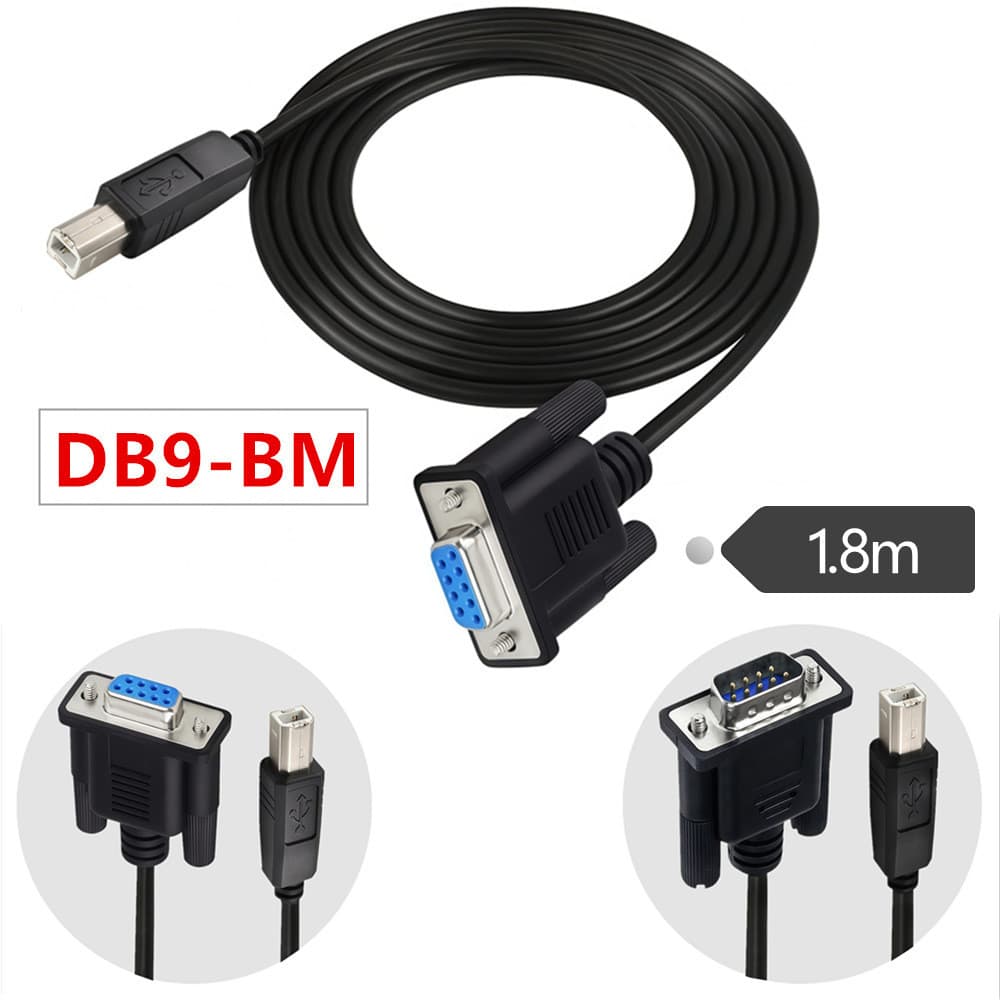 Porta usb para cabo de porta serial RS232, porta de impressão usb para DB9 pinos fêmea, cabo de transmissão de dados, po
