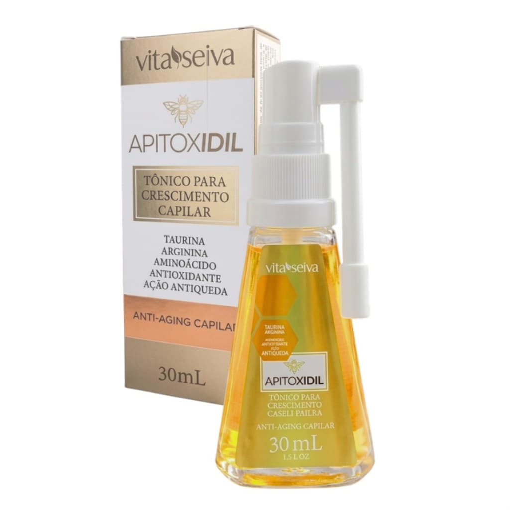 Tônico Capilar Vita Seiva Apitoxidil 30ml Crescimento Capilar Antiqueda Fortalecimento dos Fios