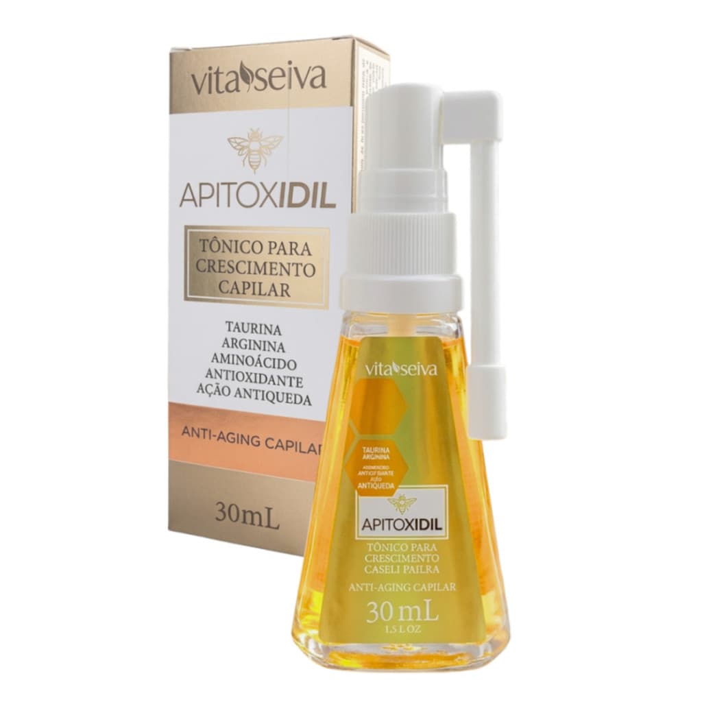 Tônico Capilar Vita Seiva Apitoxidil 30ml Crescimento Fortalecimento Antiqueda para Cabelos Mais Saudáveis