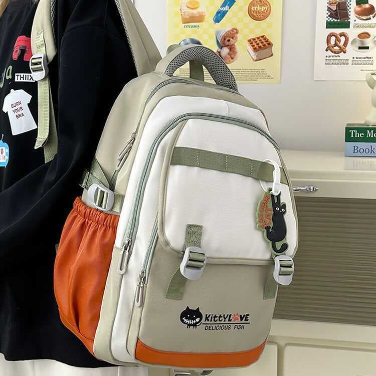 Mochila Grande Capacidade Contraste Cor Estudante Bolsa Escolar Mochila Moda