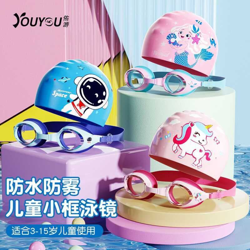 Crianças óculos de natação à prova dwaterproof água Anti-nevoeiro HD óculos de natação meninos meninas touca de natação