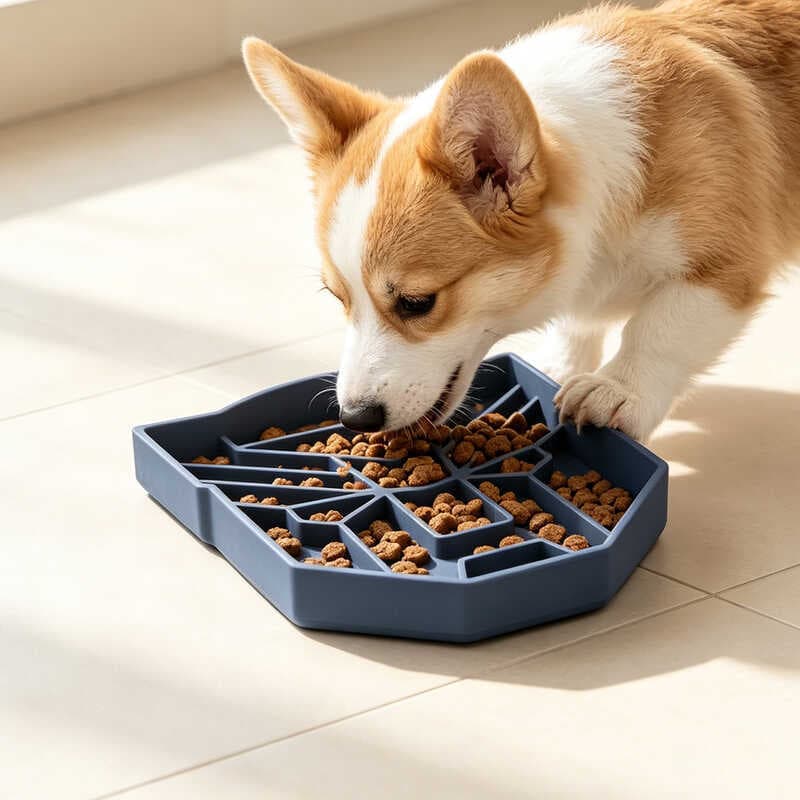 Tigela de comida lenta para cães, tapete de comida lenta para animais de estimação, anti-asfixia com ventosa, antiderrap