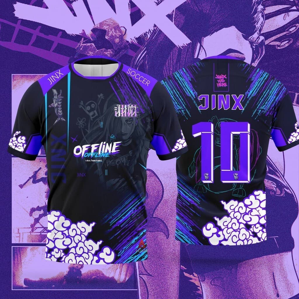 2026 Novo Anime Jinx Adulto E Infantil Camiseta De Futebol Design Especial Oversized Topo Verão Novidade