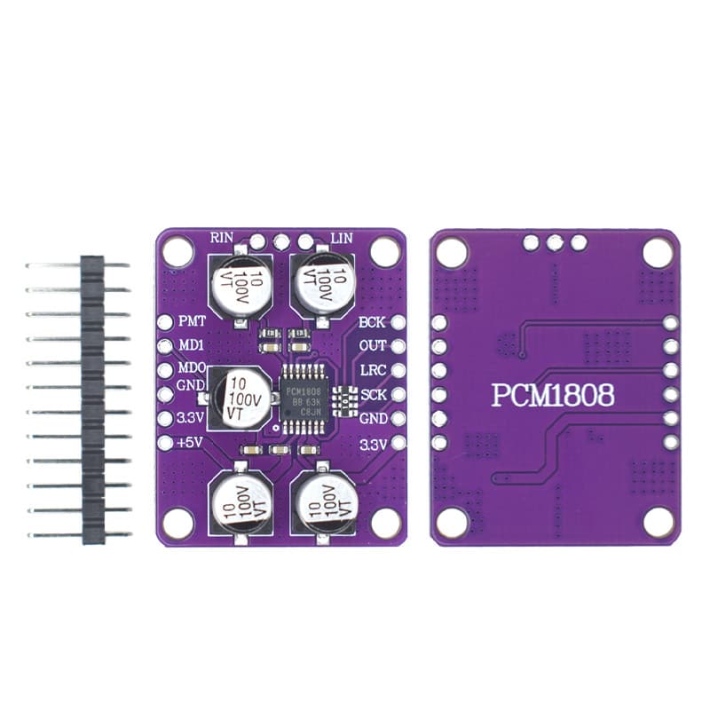 PCM1808 105dB SNR Áudio Estéreo ADC Decodificador De Entrada Analógica De Ponta Única Módulo Reprodutor De Placa Amplifi