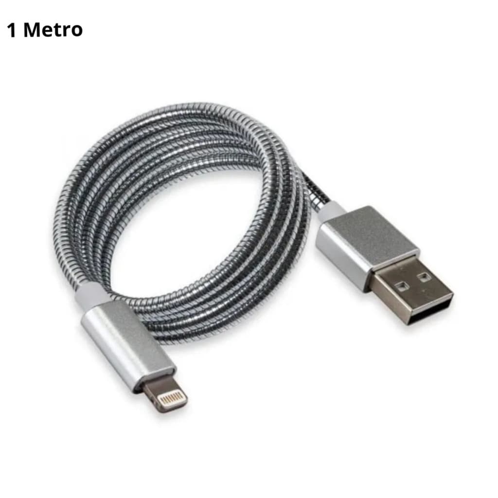 Cabo Lightning Reforçado Metálico 1 Metro Phone Maça