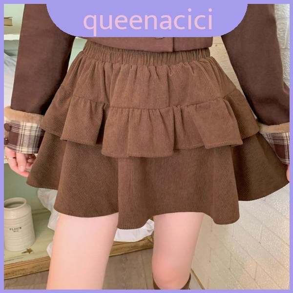 Saia Espessada De Flanela De Bolo Com Bordas Babados E Ajuste Fino Para Meninas Adolescentes Mulheres Jovens