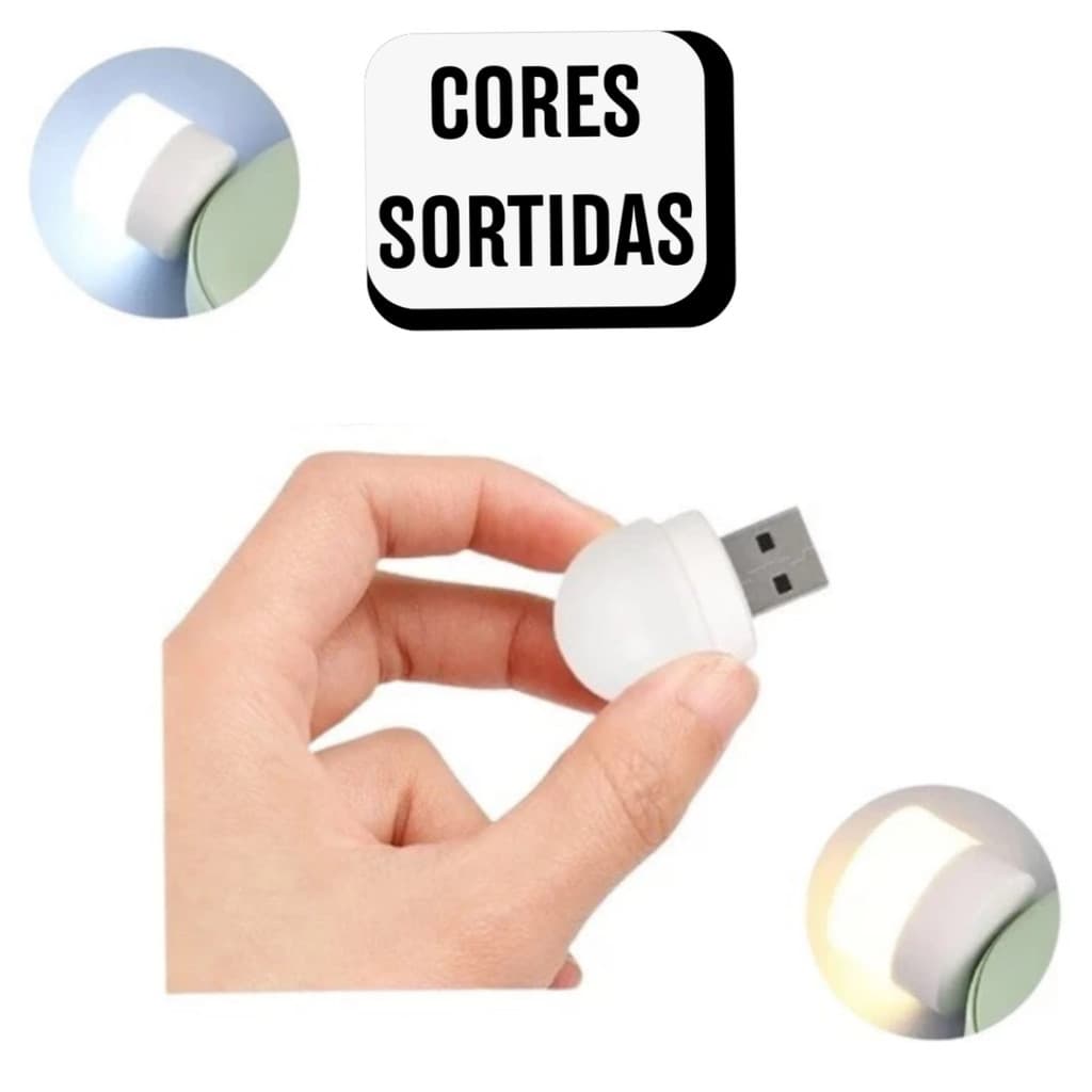 Mini Luminária LED USB Portátil 1W - (Cores Sortidas)