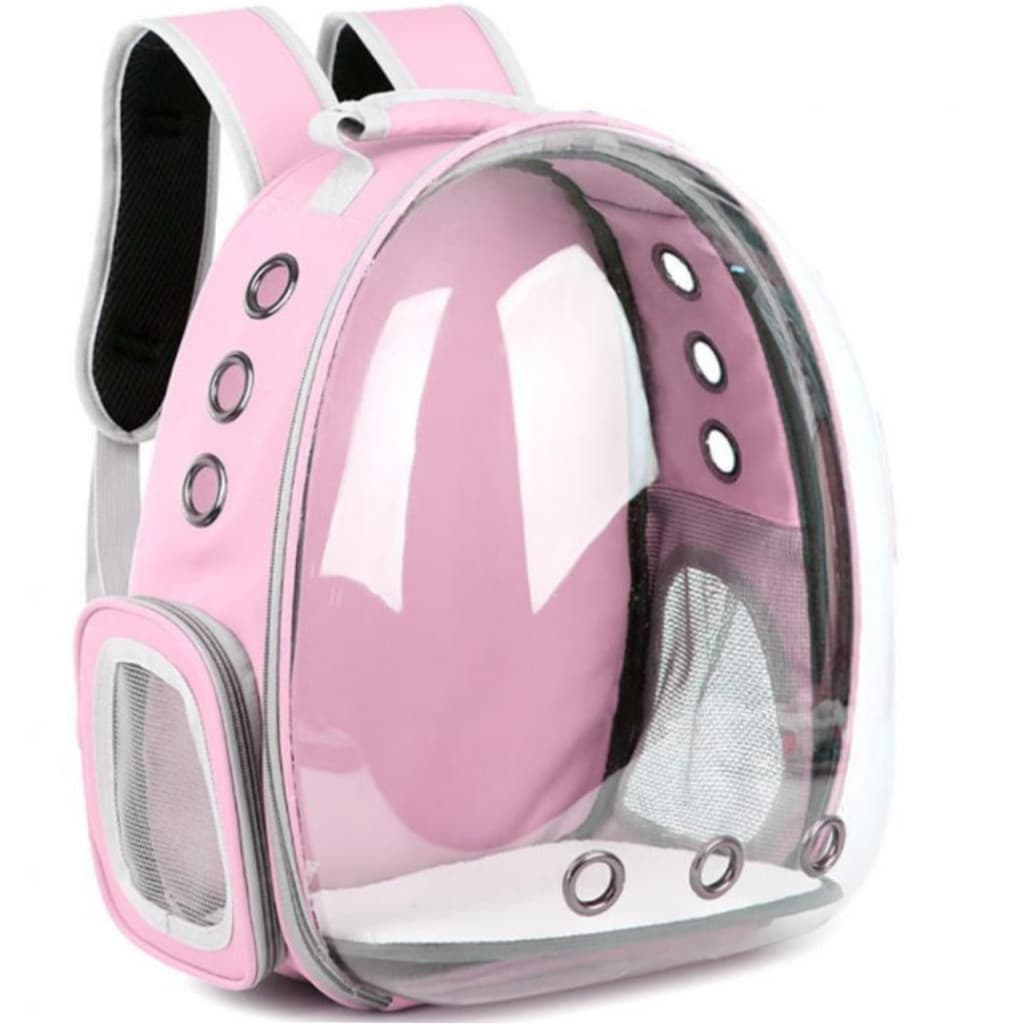 ROSA - Mochila Pet Transporte para Cães e Gatos Visão Ampla com Entrada de Ar