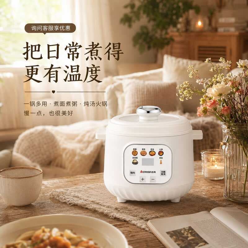 Panela elétrica de arroz Zhigao para 2 a 3 pessoas Panela de arroz multifuncional doméstica Consulta Panela de mingau So