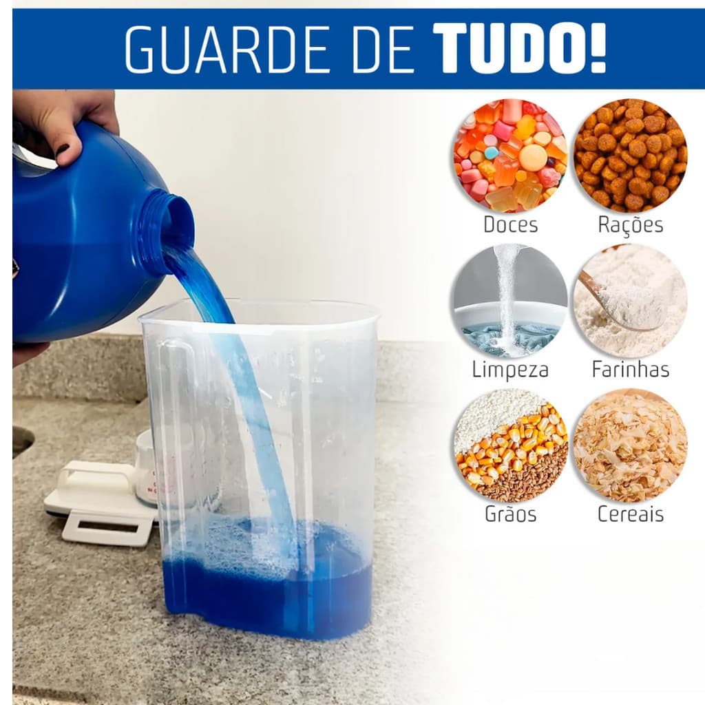 Dispenser Para Ração Com Tampa Medidora 2,5L RE267 Snel Home