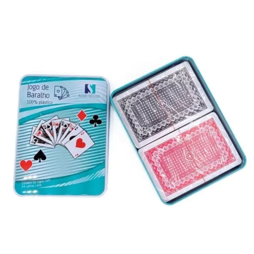 Conjunto de Baralho 100% Plástico - Jogo de Cartas com 108 Peças e Estojo para Armazenar!
