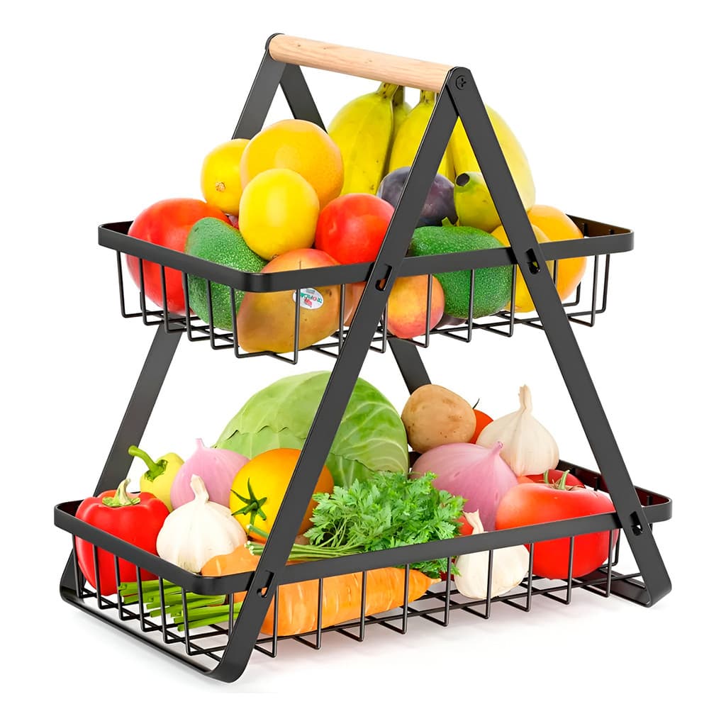Fruteira de Mesa Cesto 2 Andares Organizador Cozinha