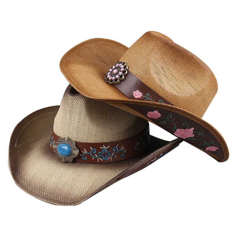 Chapéu De Palha Vintage Cowboy Ocidental Primavera Verão Panamá Chapéus De Sol Retro Elegante Cowgirl Jazz Boné