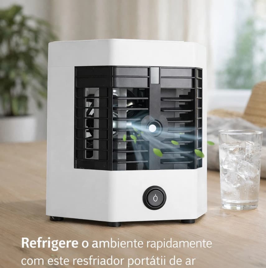 Mini Ar Condicionado Climatizador Usb Portátil Umidificador