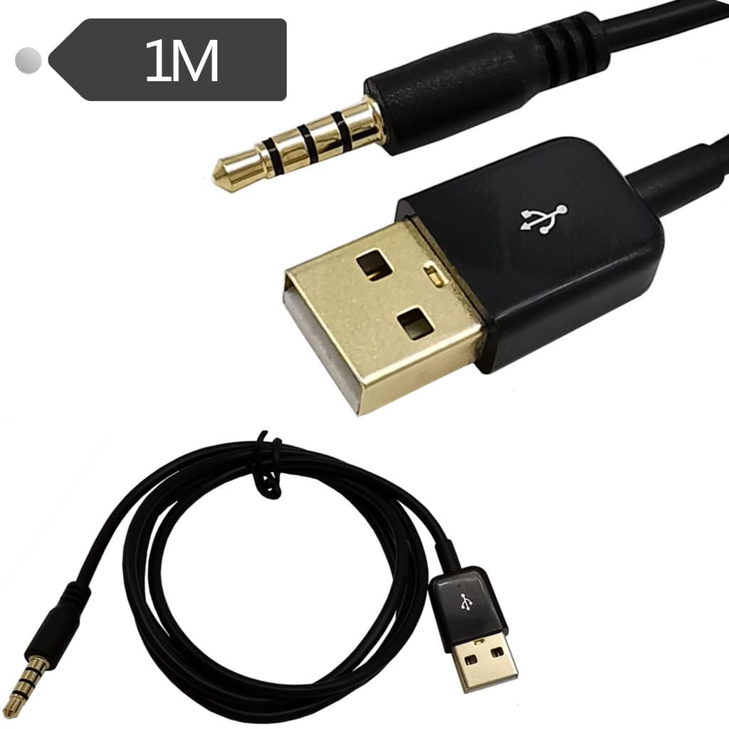 Banhado a ouro USB para 3.5 macho porta de áudio cabo de carregamento Bluetooth fone de ouvido MP3 carregamento carro te