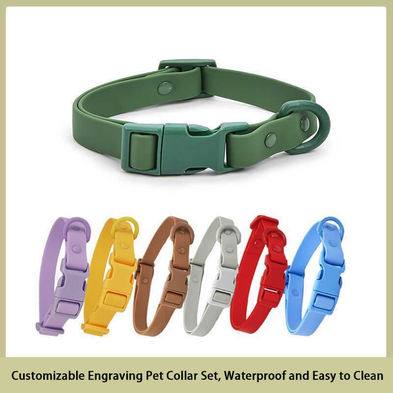 Coleira para cachorro Macaron Color PVC Coleira para animais de estimação Conjunto de coleira macia à prova d'água