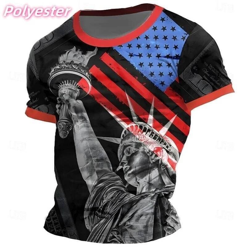 Estilo De Rua América Bandeira Camiseta Para Homens Músculo Fitness Padrão Camisetas Verão Casual Em Torno Do Pescoço De