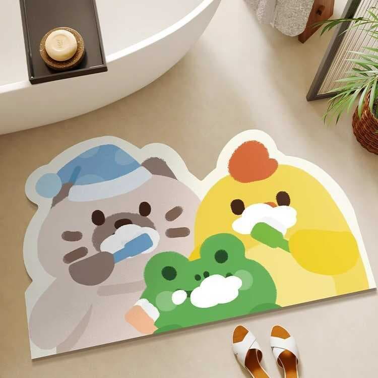 Bonito dos desenhos animados Diatom lama tapete do banheiro antiderrapante absorção de água do toalete resistente à suje