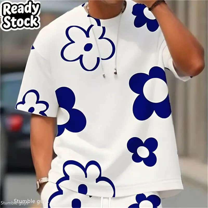Camiseta Casual De Grandes Dimensões Masculina Verão Retro Impressão Solta Manga Curta Respirável Leve Tamanho Grande 3D