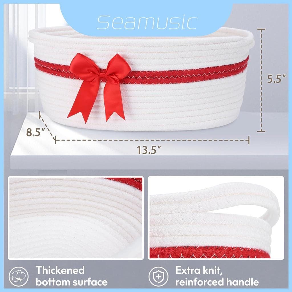 Cesta De Natal Tecida Com Alças Para Joias De Brinquedo E Controle Remoto De Armazenamento