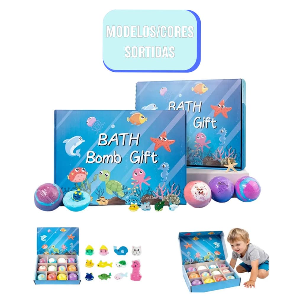 Bath Bomb Infantil com Brinquedos Surpresa para Banho Divertido - (Modelos/Cores Sortidas)