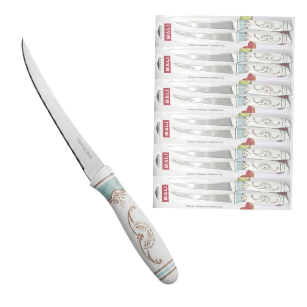 Cartela com 12 Facas de 12cm Aço Inoxidável Mesa Bali