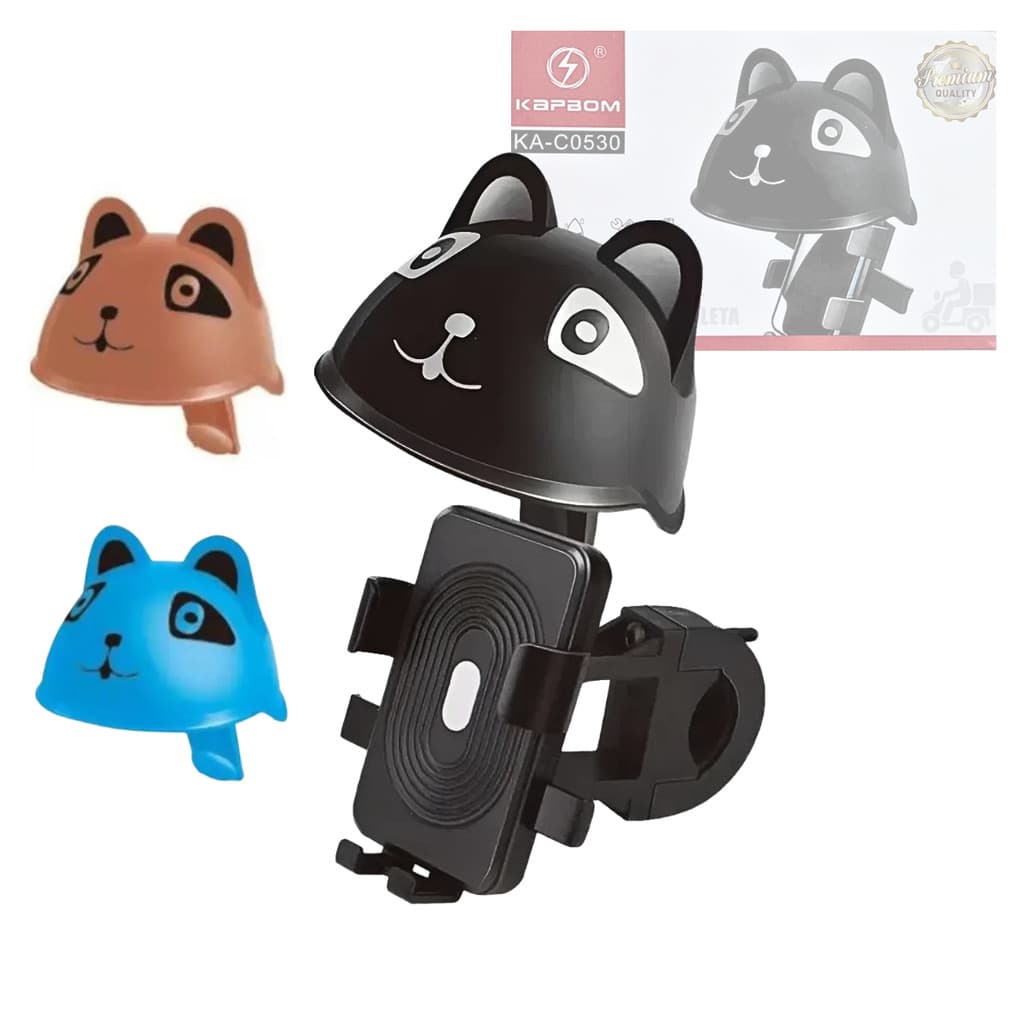 Suporte De Celular Giratório 360º Fixação Guidão Moto Bicicleta Estilo Capacete Gato Kapbom KA-C0530