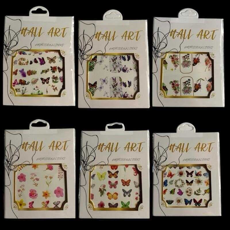 12 Carteira De Adesivos Flores e Borboletas Decoração Unhas Stickers Professional enfeite 1