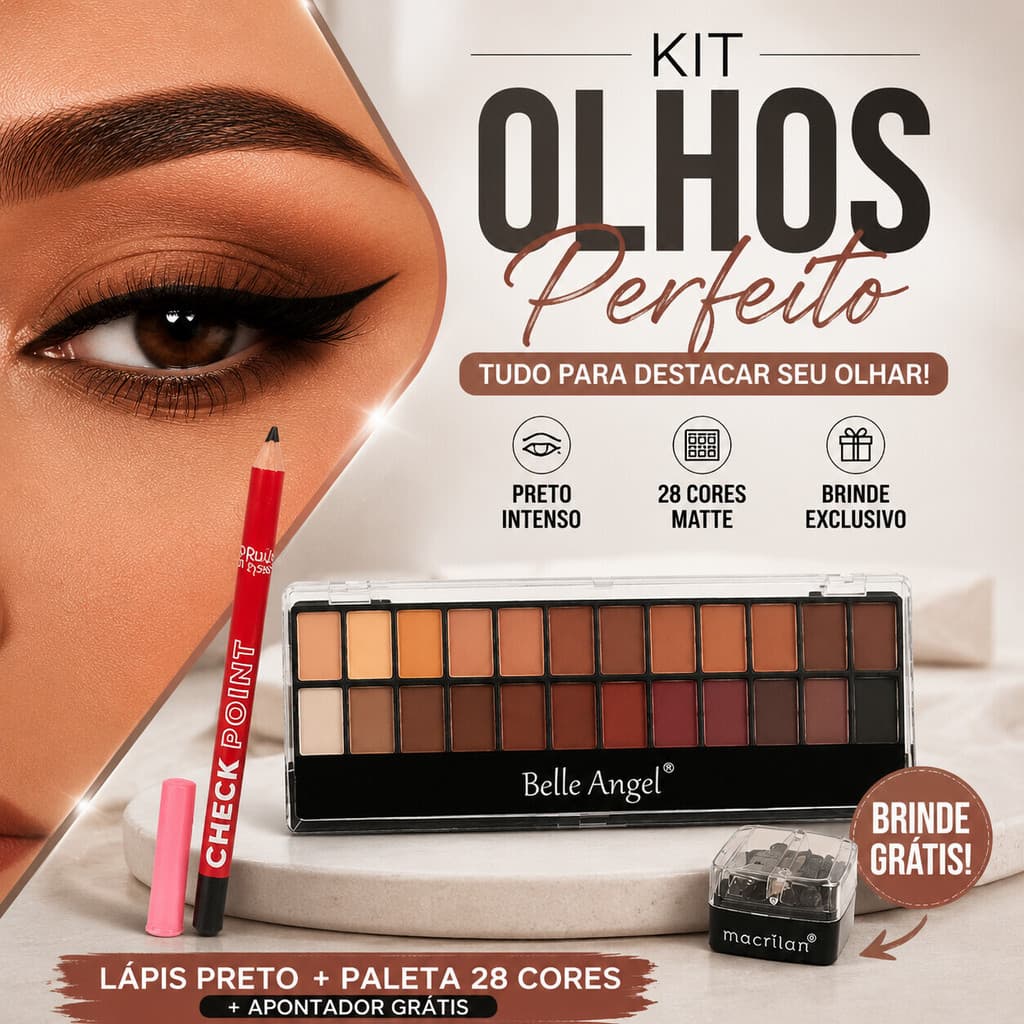 Kit Lápis Ruby Rose + Paleta Belle Angel 28 Cores – Ganhe Apontador Grátis