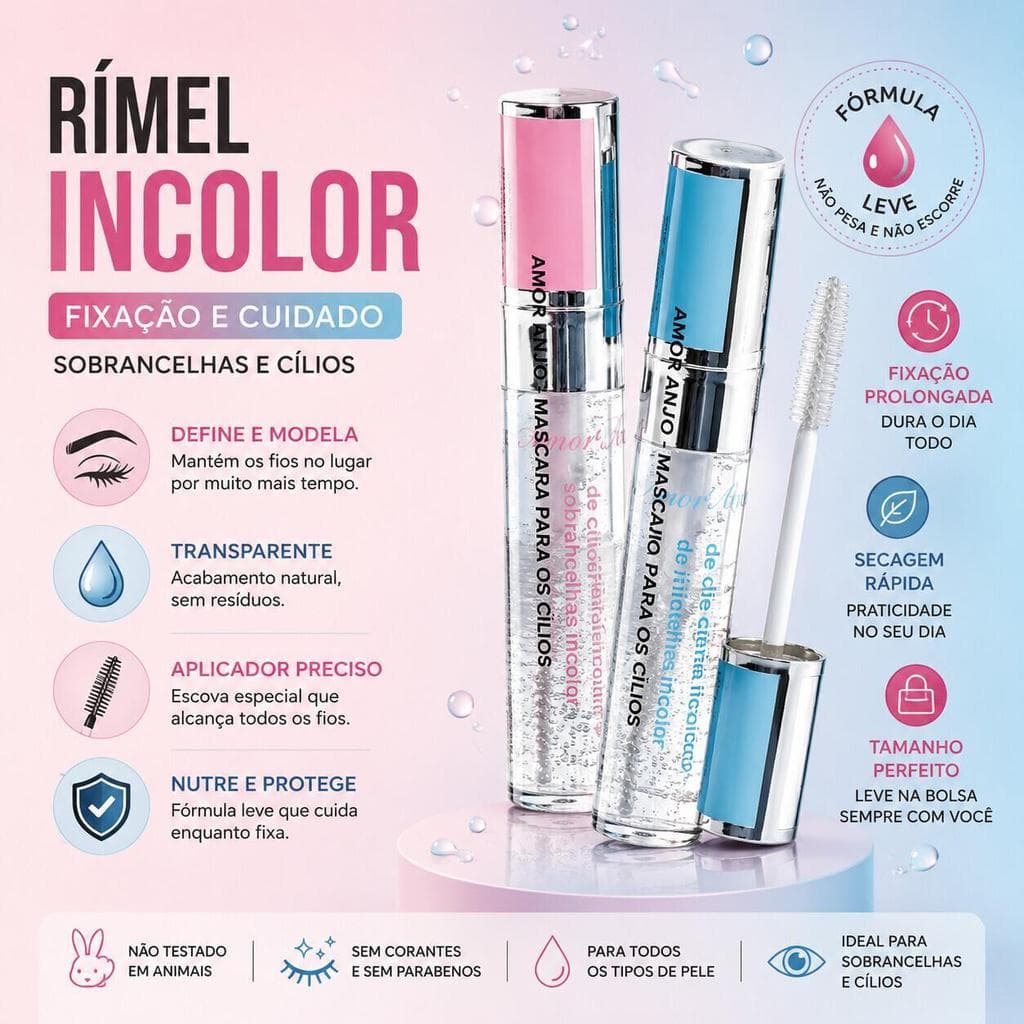 Sérum para Cílios e Sobrancelhas Amor Anjo MOOD Gel Fortalecedor com Máscara Incolor AM-ME007