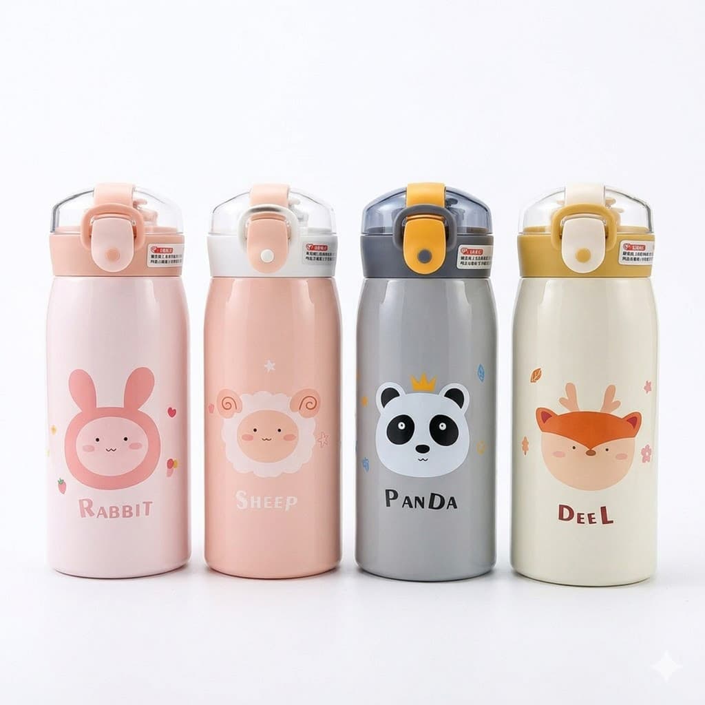 Garrafa Infantil Térmica Canudo Aço Inox Animais Modelo:Pend