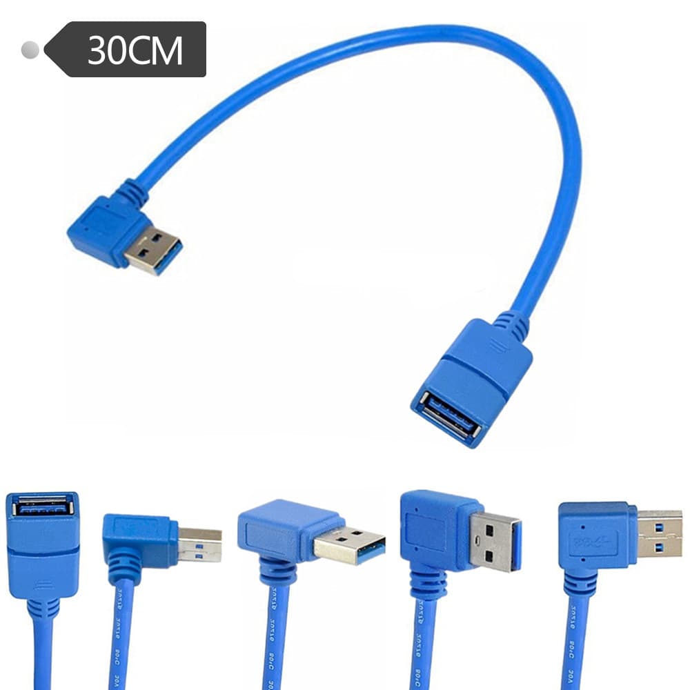 Para cima, para baixo, esquerda, direita, 90°Cabo de extensão USB3.0 curvo disco rígido móvel macho para cabo de dados f