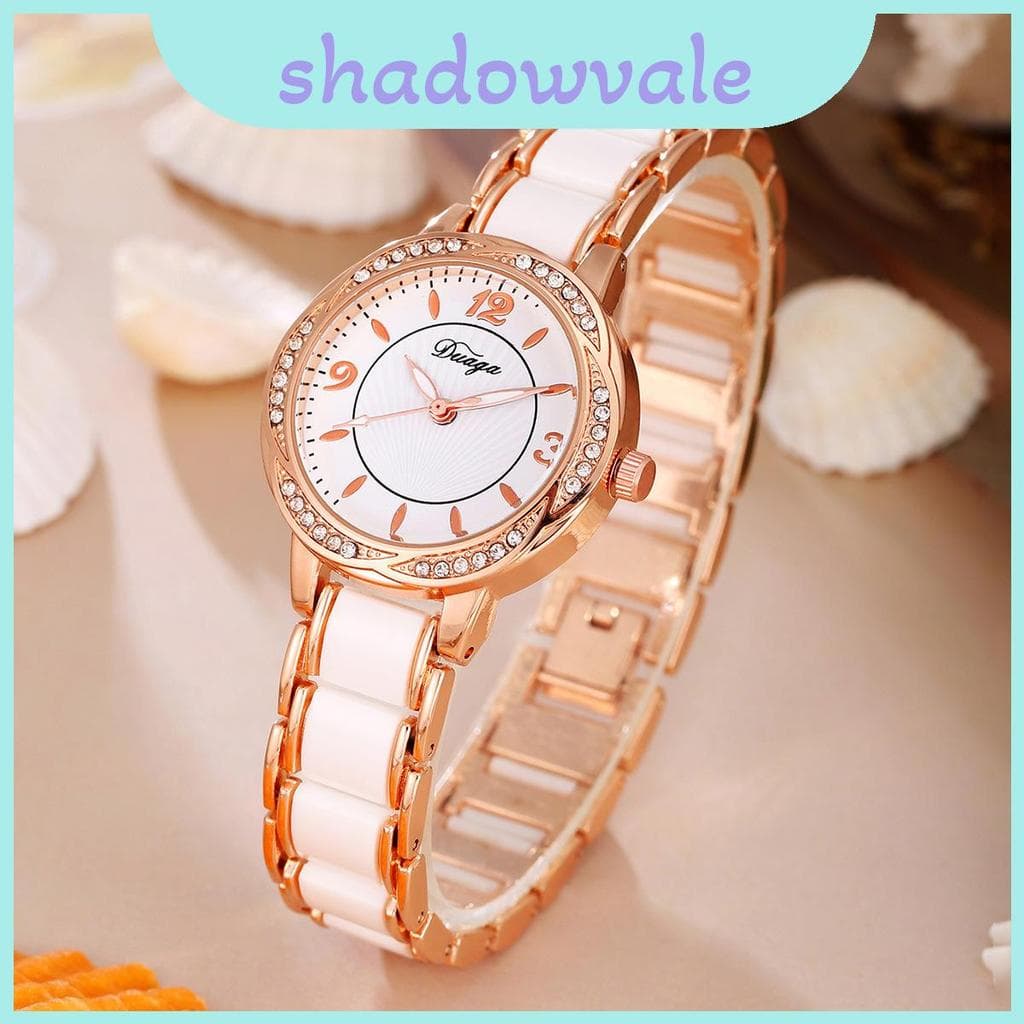 Relógio De Pulso Elegante Feminino De Quartzo Com Caixa De Liga E Decorativo Para Presentear Diamantes