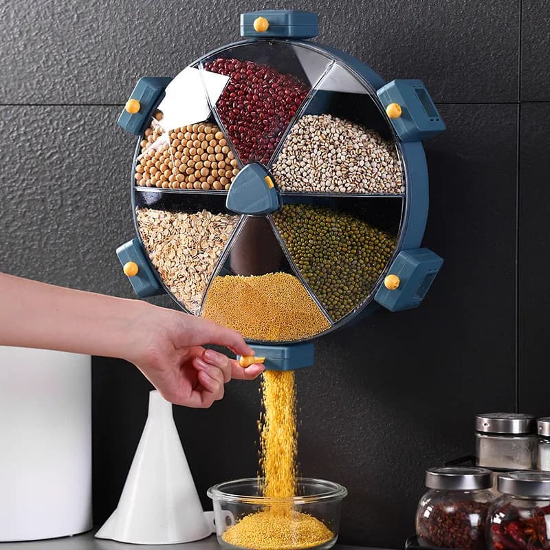 Dispenser Giratório de Alimentos Parede Com 6 Divisorias Cor: Verde