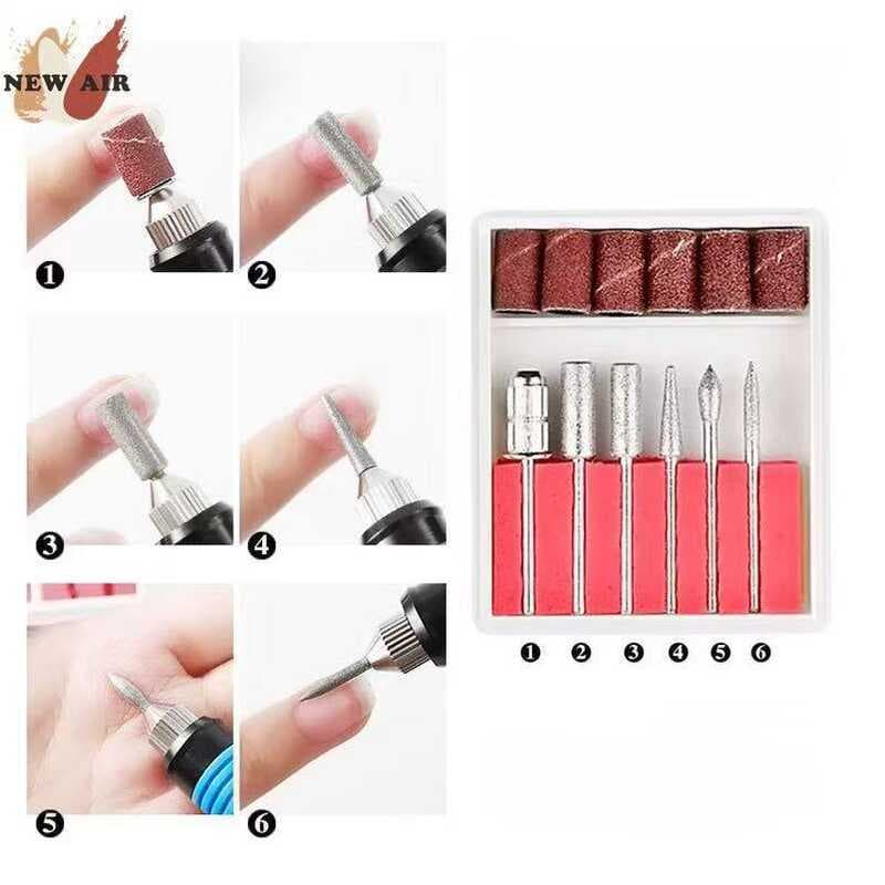 Kit Diamantadas Lixa Elétrica de Unhas | Brocas + 6 Lixas para Manicure e Pedicure
