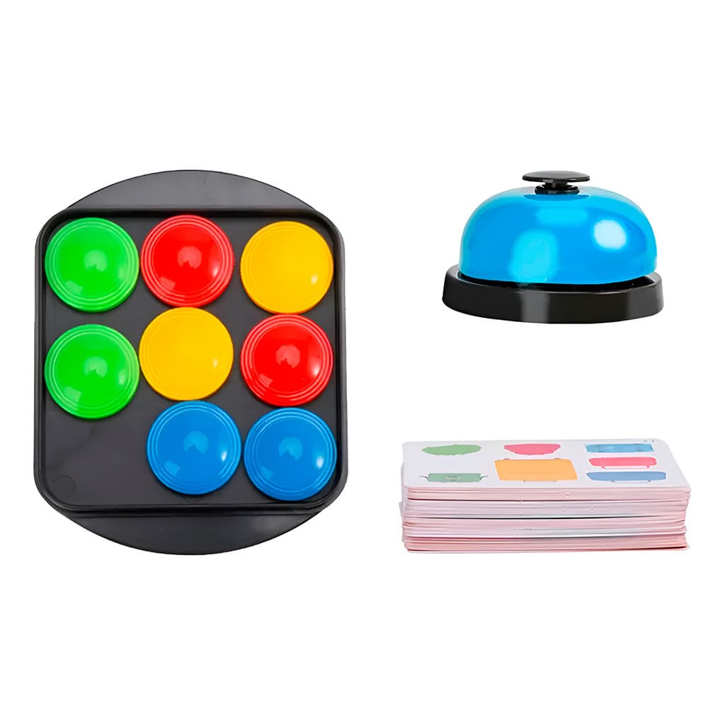Jogo de Botões Educativo Tabuleiro Cartas Colorido