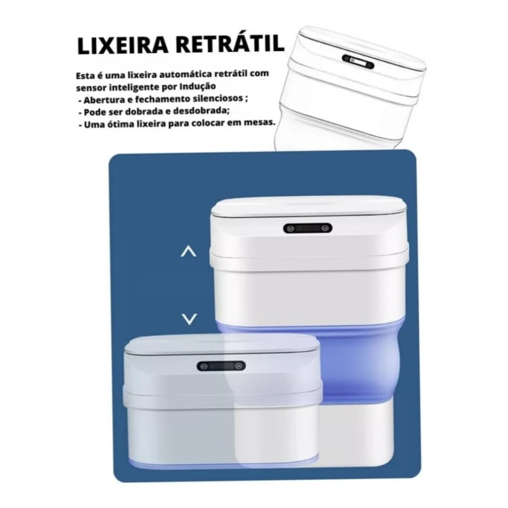 Cesto De Lixo Lixeira Automática Retrátil Inteligente 8 Litros Cores Sortidas Abertura Touchless Envio