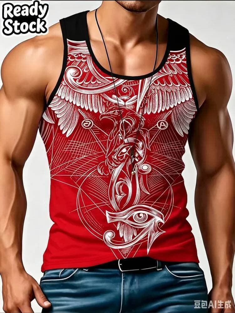 Novo Egípcio Horus Olho Águia Asa Totem Impressão Sem Mangas Colete Vintage Estilo Gótico Streetwear Verão Casual Esport
