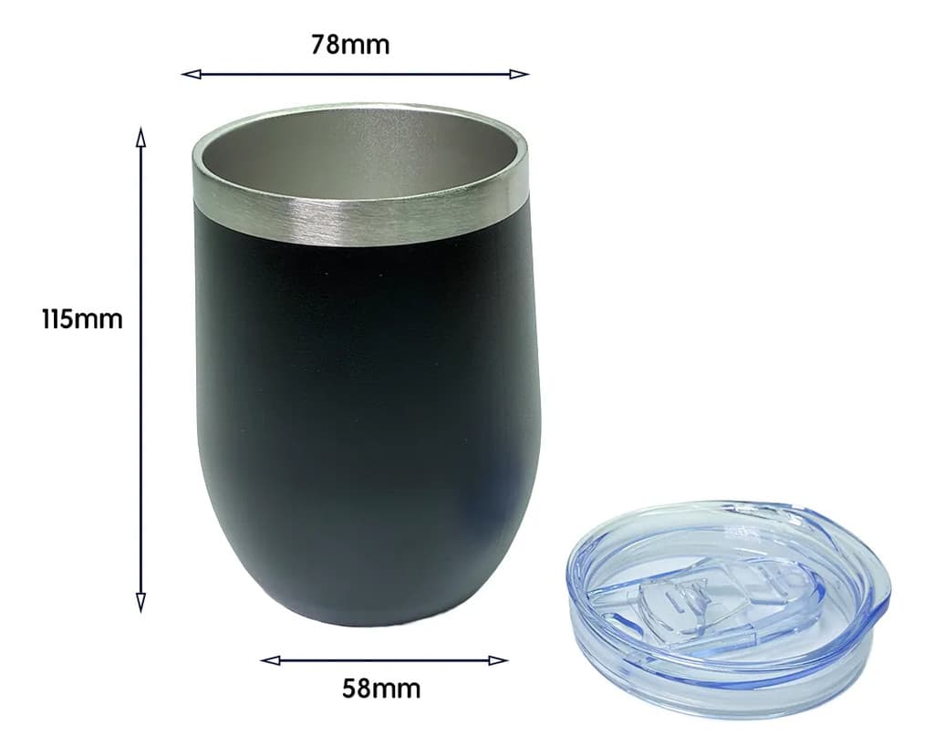 Cópia - Mini Copo Térmico Cuia 350 ml em Aço Inox com Tampa PRETO