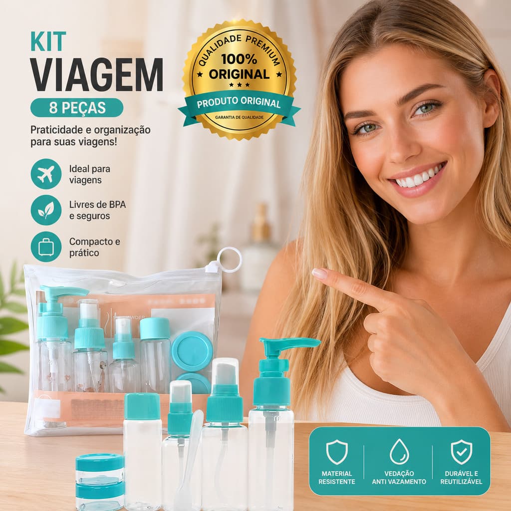Kit De Frascos Para Viagem 7 Peças Necessaire Organizador Altomex