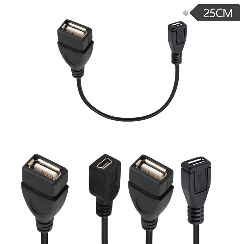 Cabo adaptador micro usb fêmea para usb macho, adaptador fêmea para micro usb macho 25cm