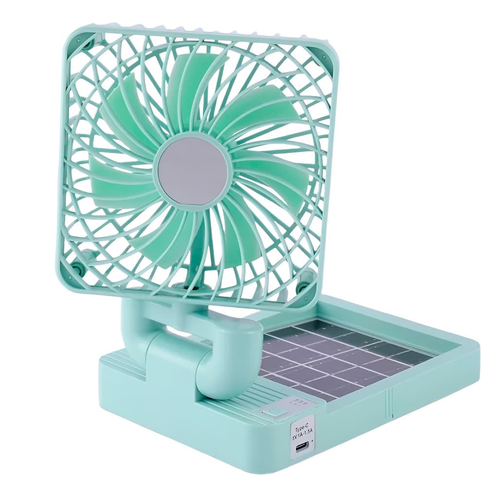 Ventilador Dobrável Portátil Carregamento Solar E Cabo USB
